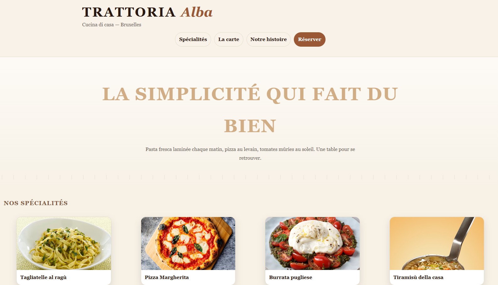 Aperçu site restaurant